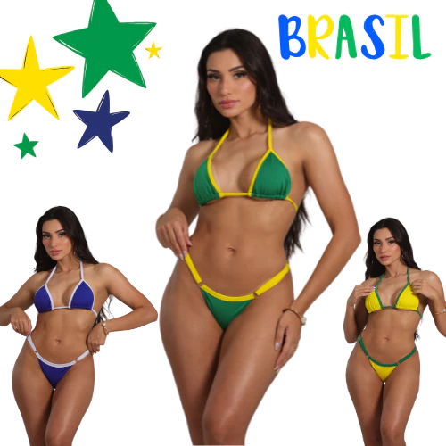 Biquíni Fita Marquinha Duas Cores Fio Dental Calcinha Regulavel Moda Praia Confortável Para Bronze