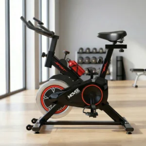 Bicicleta Spinning Ergométrica Movee Fitness Bike Indoor Preto/Vermelho 4kg Inércia Ajustável Treino Cardio