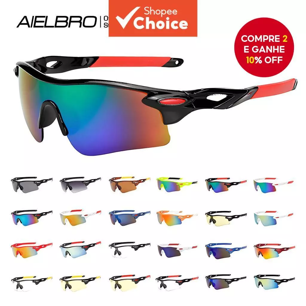 Óculos de Ciclismo AIELBRO para Atividades ao Ar Livre, Corrida, Bicicleta, Pesca e Passeios.