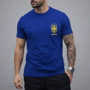 Camisa do Brasil Masculina Seleção Brasileira 100% Algodão Premium Copa do Mundo Hexa Brasil