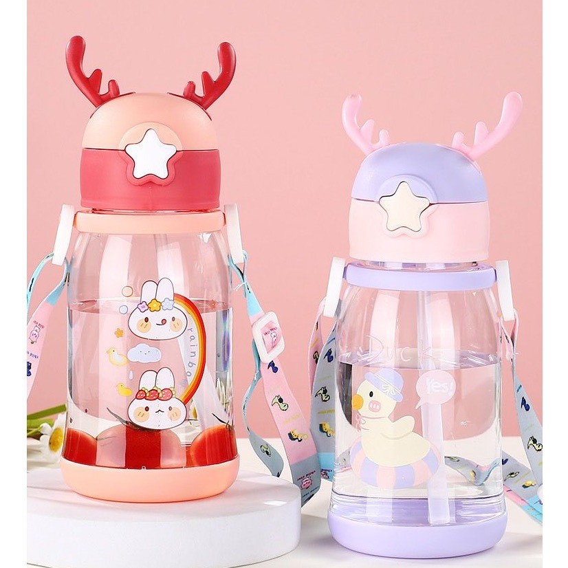 600ML Garrafa De Alce Água Infantil Criança Portátil Com Canudo  Desenho Fantasia Para Meninas ou Me