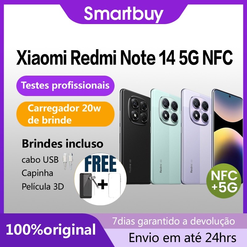 Celular Xiaomi Redmi Note 14 Pro 5G 256gb / 512gb NFC  Versão Global Original (COM CAPINHA E PELÍCUL