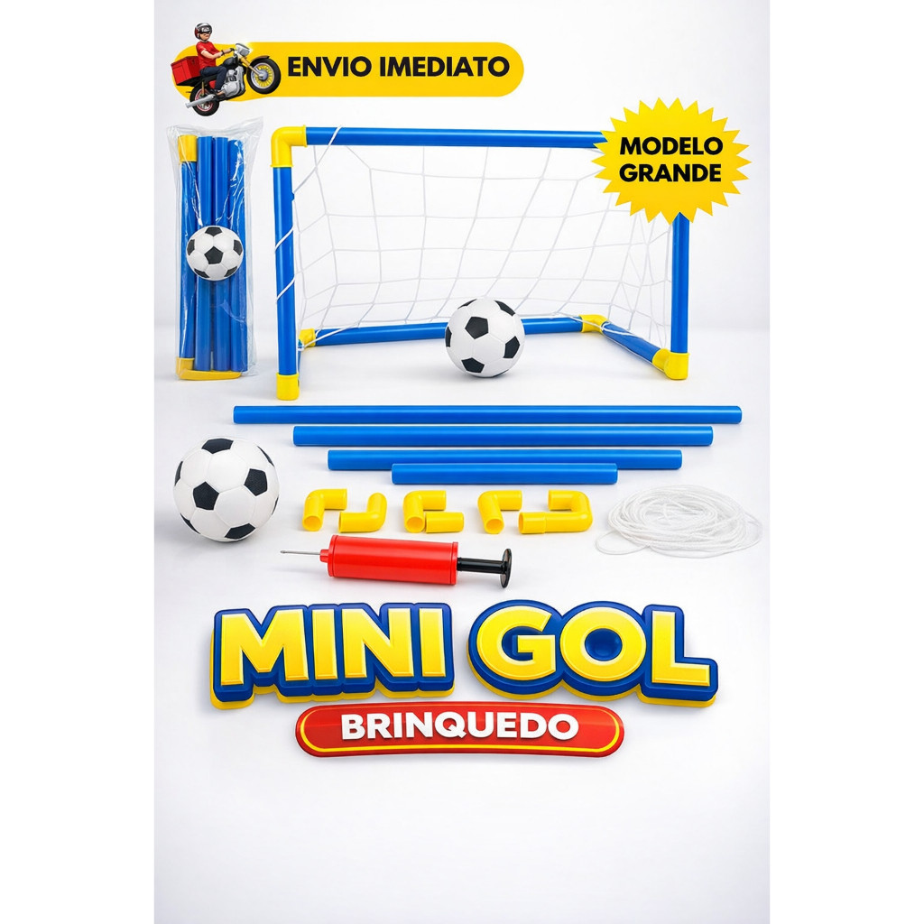 Kit Mini Trave com Rede + Bola + Bomba de Encher Trave Golzinho Futebol Infantil
