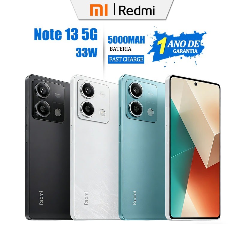 Celular Xiaomi Redmi Note 13 5G 256GB 8GB RAM Dual Sim 108MP Original Versäo Global 5000MAH NOVO
