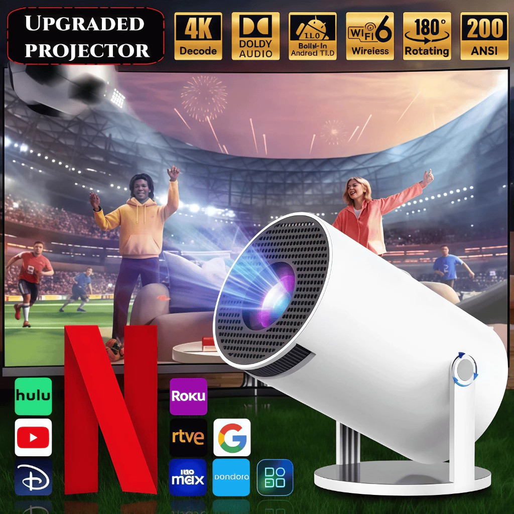 Projetor HY300 Original Portátil Smart Android 11 4K Ultra HD HDMI Wifi Bluetooth Alto Falante Embut