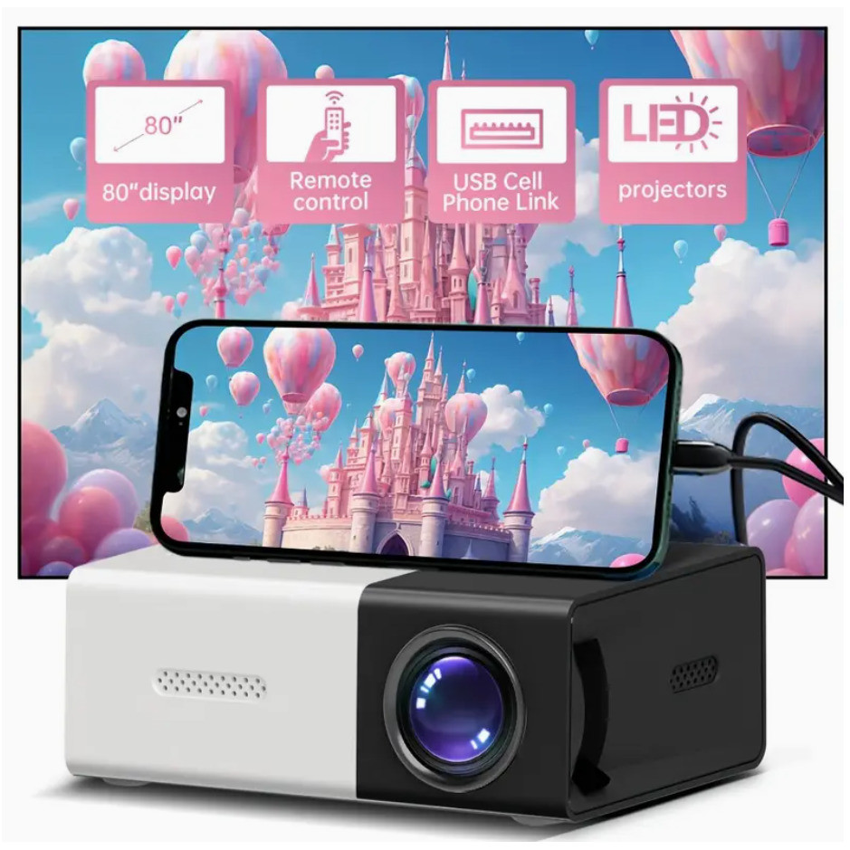 Mini Projetor Portátil Led 1080p 600 Lúmens YG300