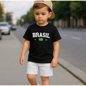 Camiseta Camisa Infantil 100% algodão Unissex Brasil Copa selecão Comemoração Moda para Menino e Men