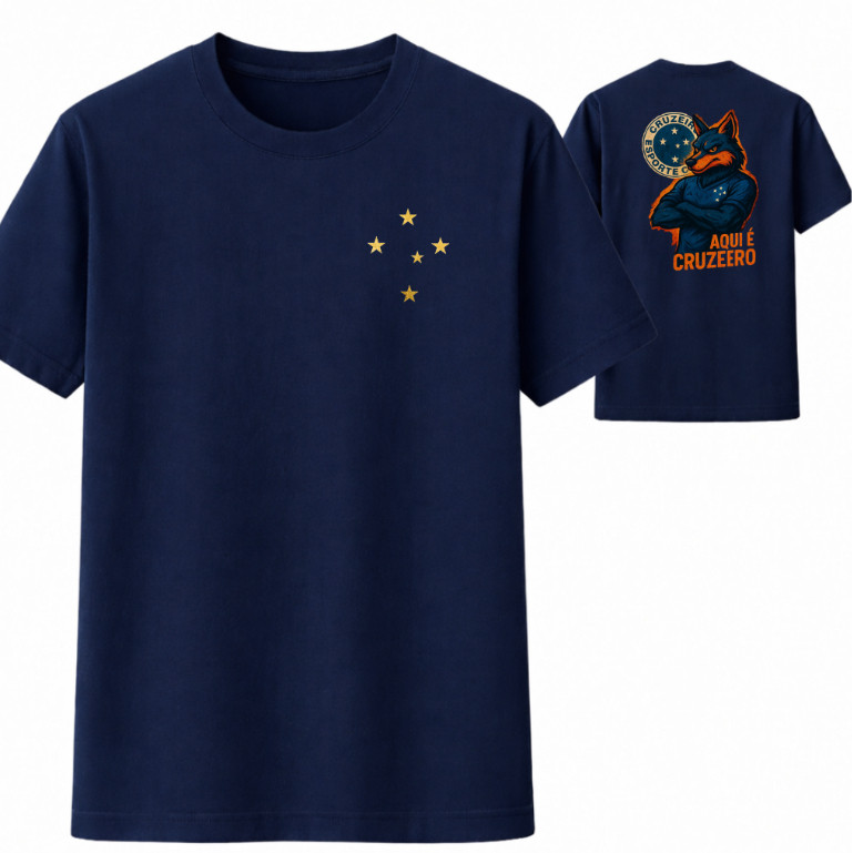 Camiseta T-shirt Cruzeiro Masculina Estampa Torcedor 100% Algodão - Infantil, Adulto e Plus Size