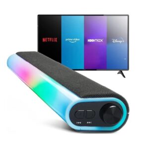 Soundbar Painel Led Rgb Bluetooth Portátil Tv Smart Caixa Som Auxiliar P2 Pc Cartão Sd Usb