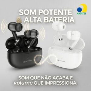 Fone de Ouvido Sem Fio Bluetooth TWS Peining PEI P9002 – Som Potente, Conforto e Liberdade Sem Fios