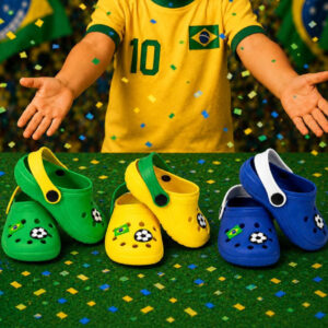 Sandália Chinelo Infantil Copa Do Mundo Futebol Bandeira Brasil Bola Macio Promoção Festa Junina