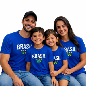 Camiseta brasil para toda familia cores verde azul amarela cores 02 ao XG
